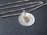 8th anniversarygift for her hand crafted sterling silver and bronze necklace personalized with wedding date in Roman Numerals - Drake Designs Jewelry