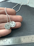 heart love link sterling silver mom necklace with kids names and heart links hand stamped. drake designs jewelry