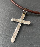 hammered mens cross necklace with golden brass accent christian gift for him - drake designs jewelry