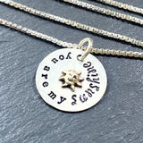 sterling silver you are my sunshine necklace with gold sun. personalize with birthstones for mom or grandma - drake designs jewelry