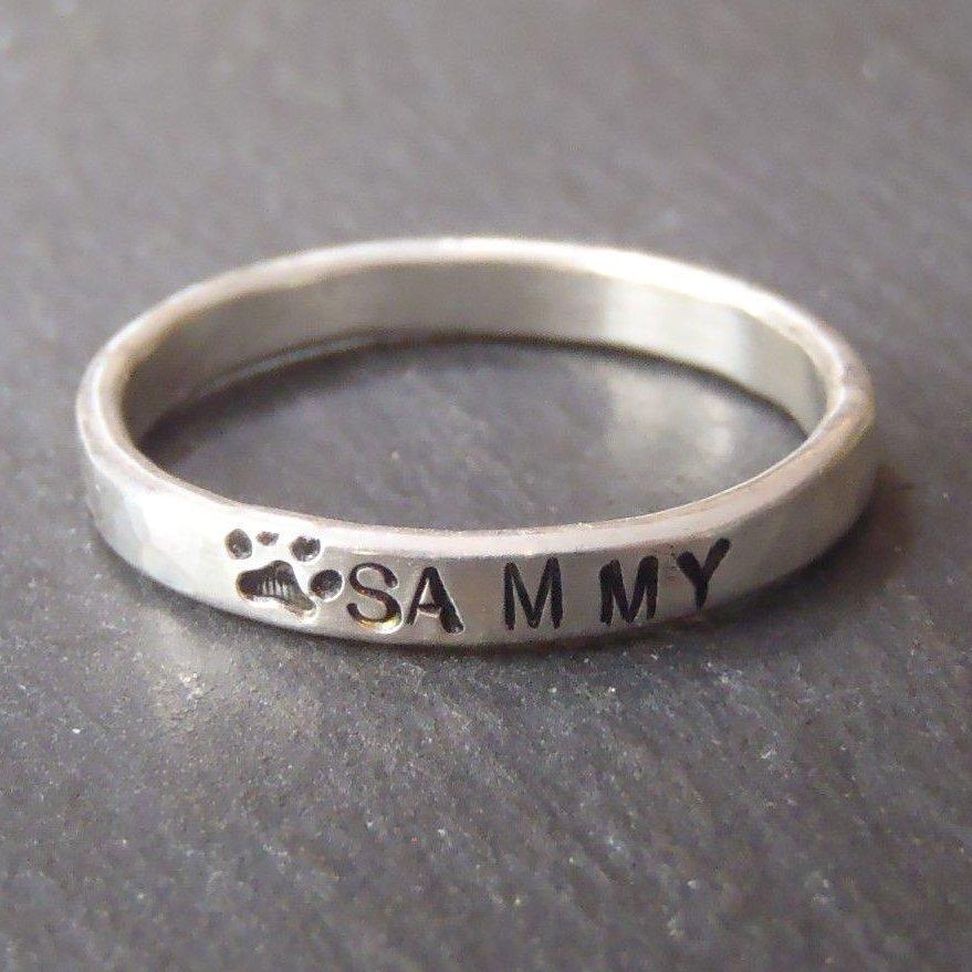 Stackable paw print sterling silver ring - Drake Designs Jewelry