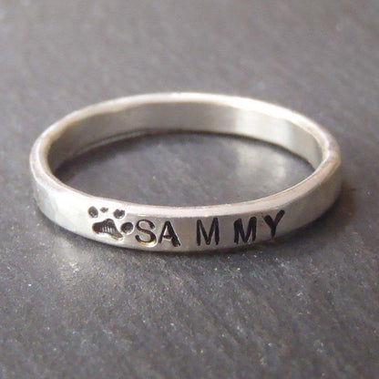Stackable paw print sterling silver ring - Drake Designs Jewelry