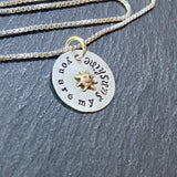 sterling silver you are my sunshine necklace with smiling gold sun. personalize with birthstones for mom or grandma - drake designs jewelry