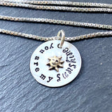 you are my sunshine necklace. sterling silver with smiling gold sun. personalized for mom or grandma necklace with kids birthstones  - drake designs jewelry