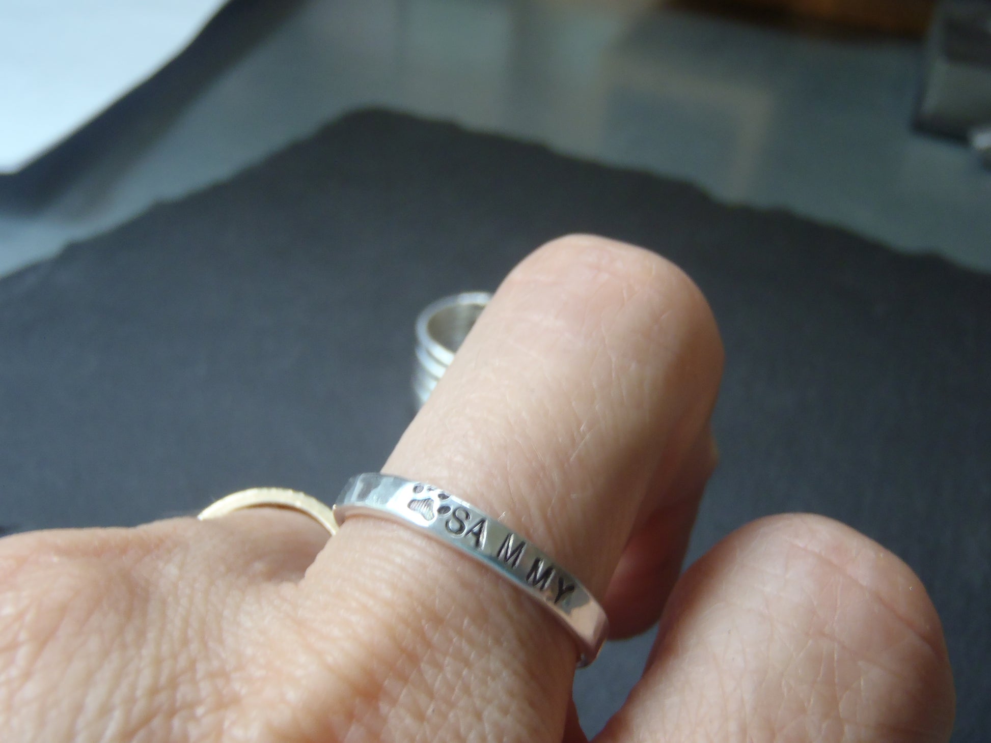 Stackable paw print sterling silver ring - Drake Designs Jewelry