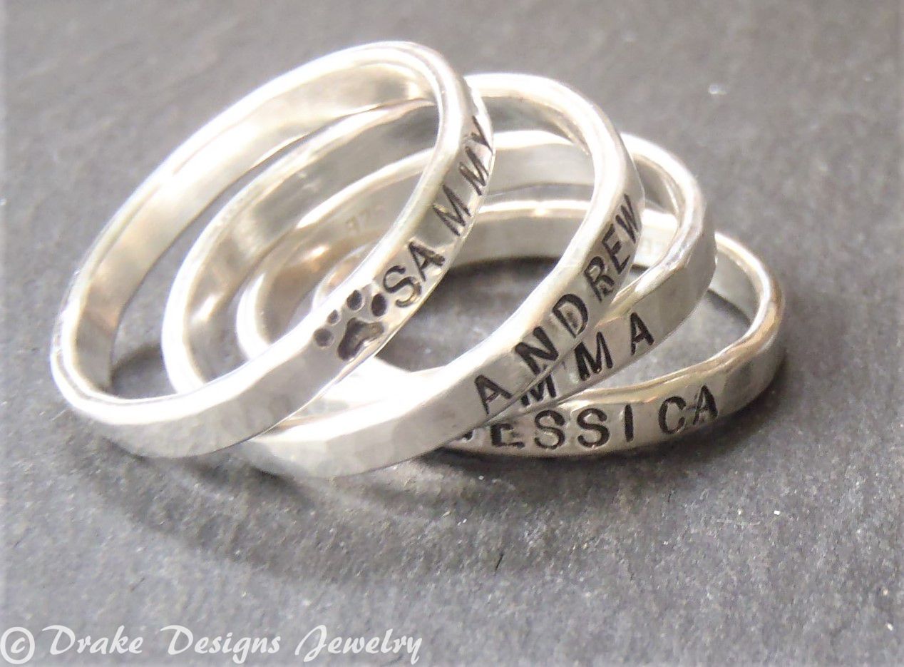 Stackable paw print sterling silver ring - Drake Designs Jewelry