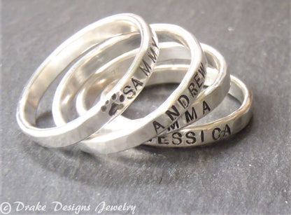 Stackable paw print sterling silver ring - Drake Designs Jewelry
