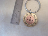 travel gift Mens personalized custom coordinates Latitude longitude compass keychain - Drake Designs Jewelry