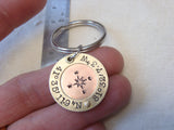 travel gift Mens personalized custom coordinates Latitude longitude compass keychain - Drake Designs Jewelry