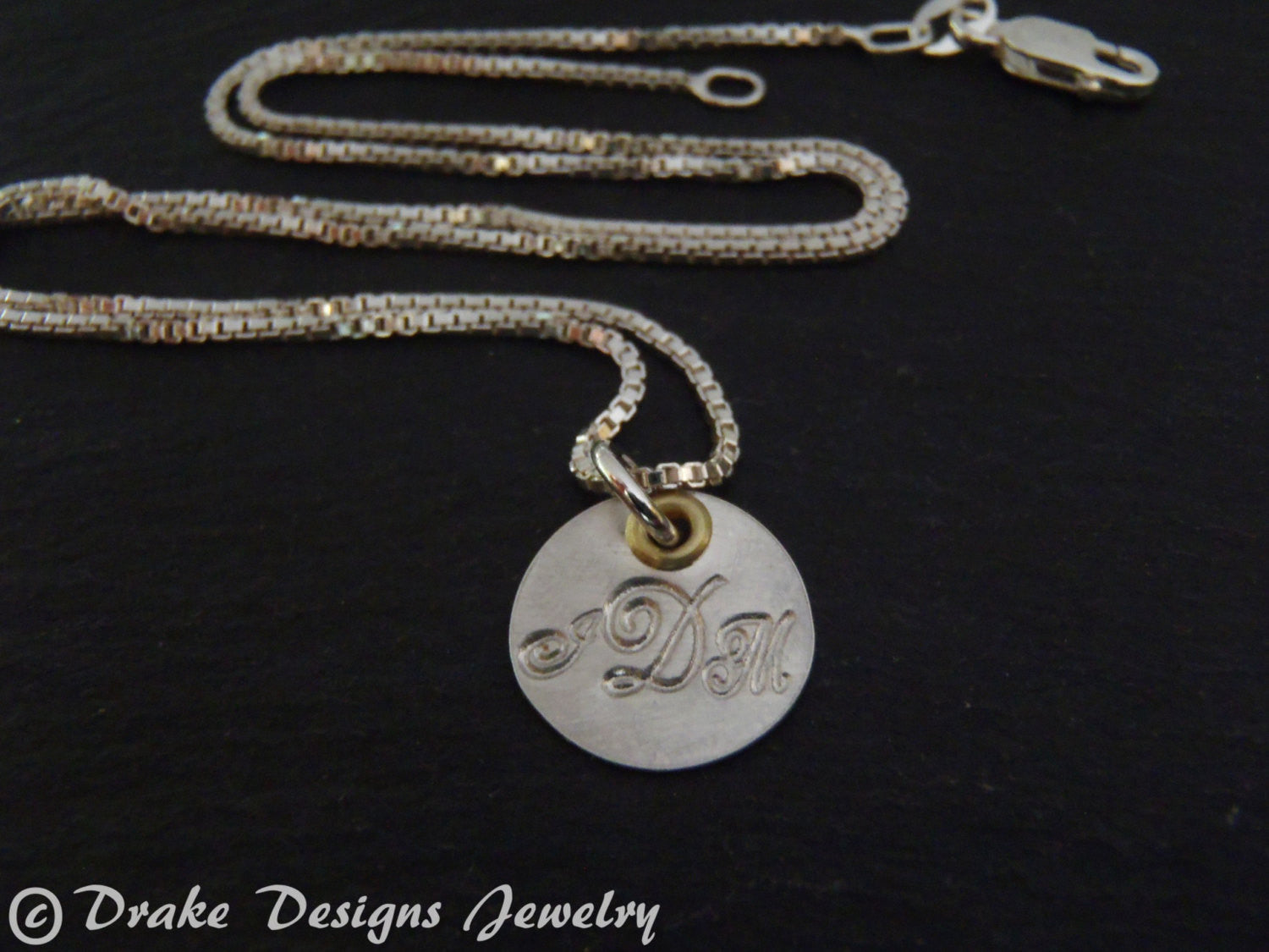 Personalized women's monogram necklace - mixed metal sterling silver - Drake Designs Jewelry