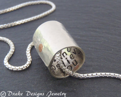 Sterling silver Secret Message necklace personalized for him or her - Drake Designs Jewelry