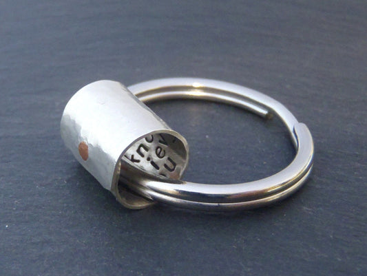 Sterling silver Personalized keychain with secret message hidden inside. anniversary gifts for husband - Drake Designs Jewelry
