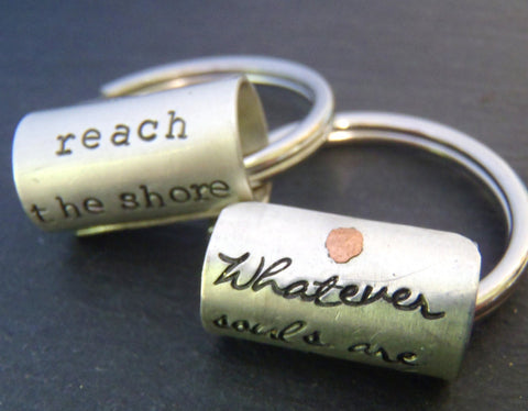 Sterling silver personalized inspirational quote Custom text keychain - Drake Designs Jewelry
