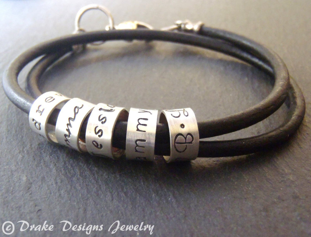 2-8 Names Custom Name Leather Bracelet Women's 