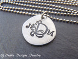 Three initial monogram necklace hand stamped personalized gift for her 3 initial - Drake Designs Jewelry