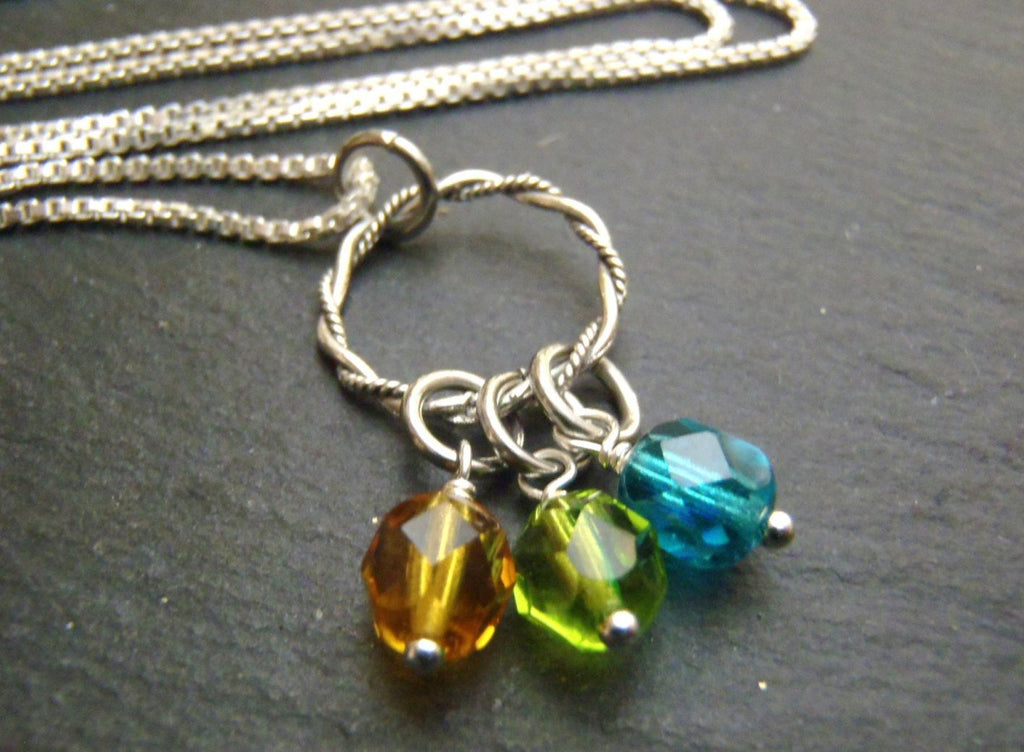 Sterling silver mom birthstone necklace personalized for mom - Drake Designs Jewelry