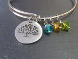 Tree bracelet personalized for mom with birthstones family tree bangle bracelet - Drake Designs Jewelry