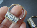 Sterling silver personalized inspirational quote Custom text keychain - Drake Designs Jewelry