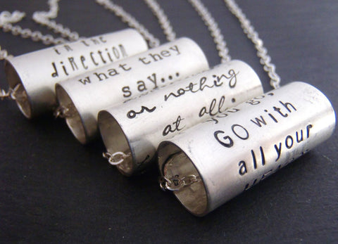 Sterling silver inspirational jewelry. Custom quote necklace - Drake Designs Jewelry