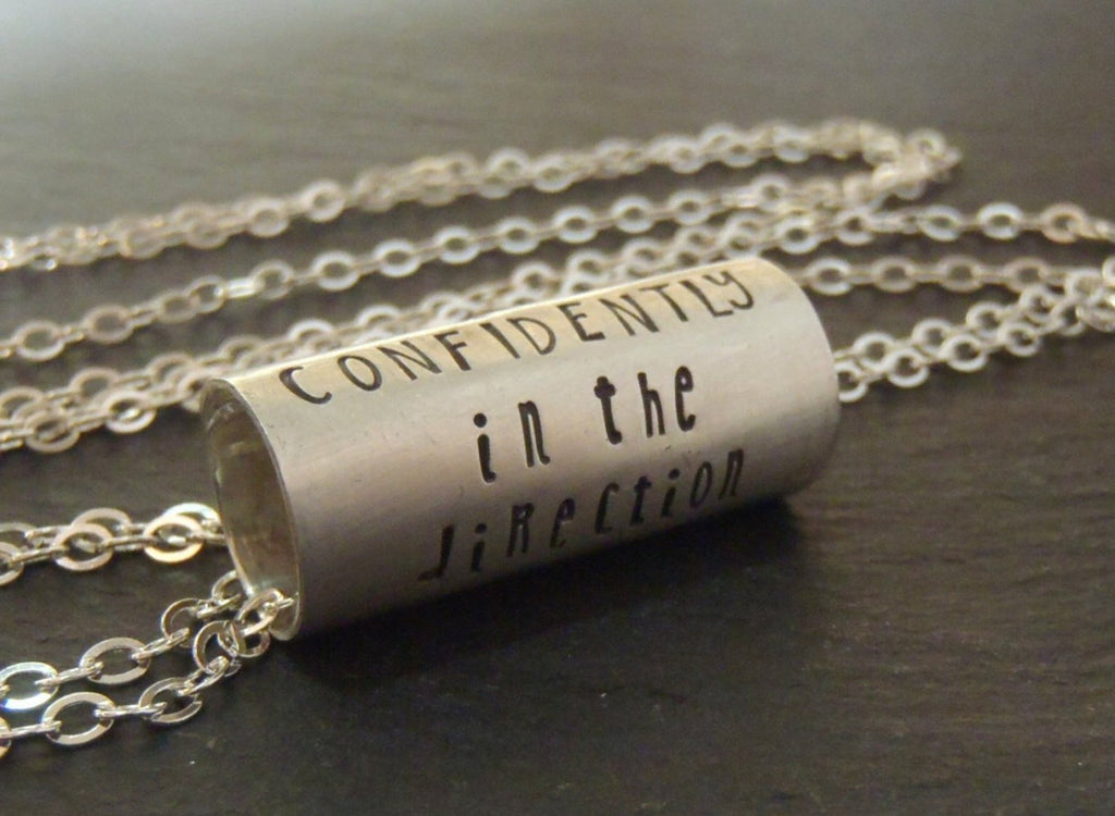 Custom quote necklace,  Hand crafted sterling silver inspirational jewelry - Drake Designs Jewelry