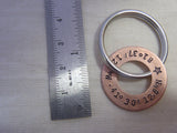 GPS coordinate keychain personalized with latitude and longitude - Drake Designs Jewelry