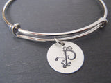 Initial bracelet personalized-  bangle bracelet  with custom letter - Drake Designs Jewelry