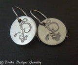 Initial earrings-  hand crafted jewelry - Drake Designs Jewelry