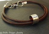 Personalized leather bracelet for men or women with custom coordinates - Drake Designs Jewelry