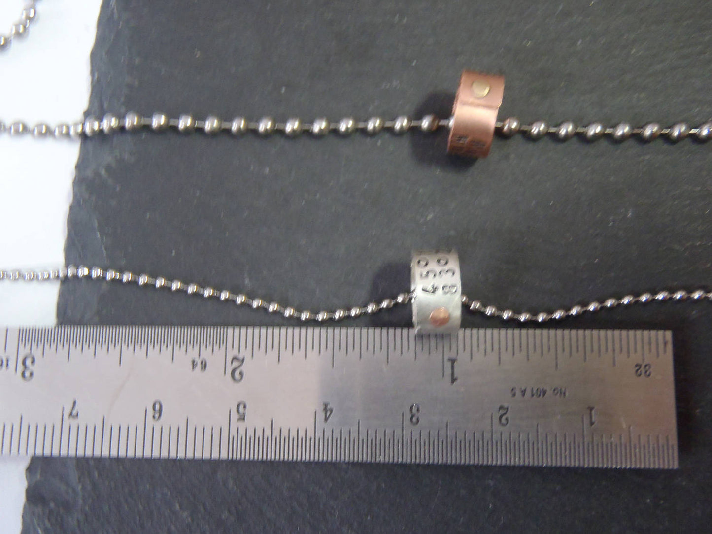 Tiny Riveted Custom Coordinates Charm Necklace - Sterling Silver or Copper Charm long distance boyfriend gift or best friend - Drake Designs jewelry