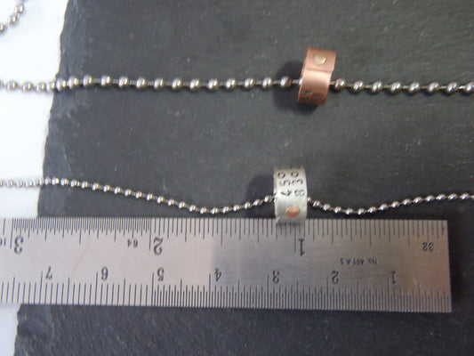Tiny Riveted Custom Coordinates Charm Necklace - Sterling Silver or Copper Charm long distance boyfriend gift or best friend - Drake Designs jewelry