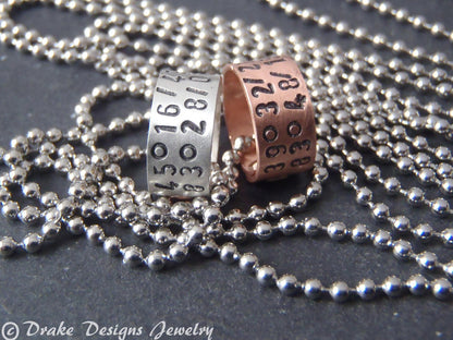Tiny Riveted Custom Coordinates Charm Necklace - Sterling Silver or Copper Charm long distance boyfriend gift or best friend - Drake Designs jewelry
