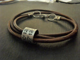 latitude longitude coordinates leather bracelet for men or women - Drake Designs Jewelry