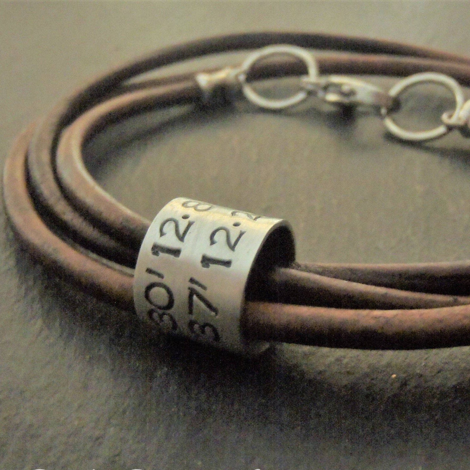 latitude longitude coordinates leather bracelet for men or women - Drake Designs Jewelry