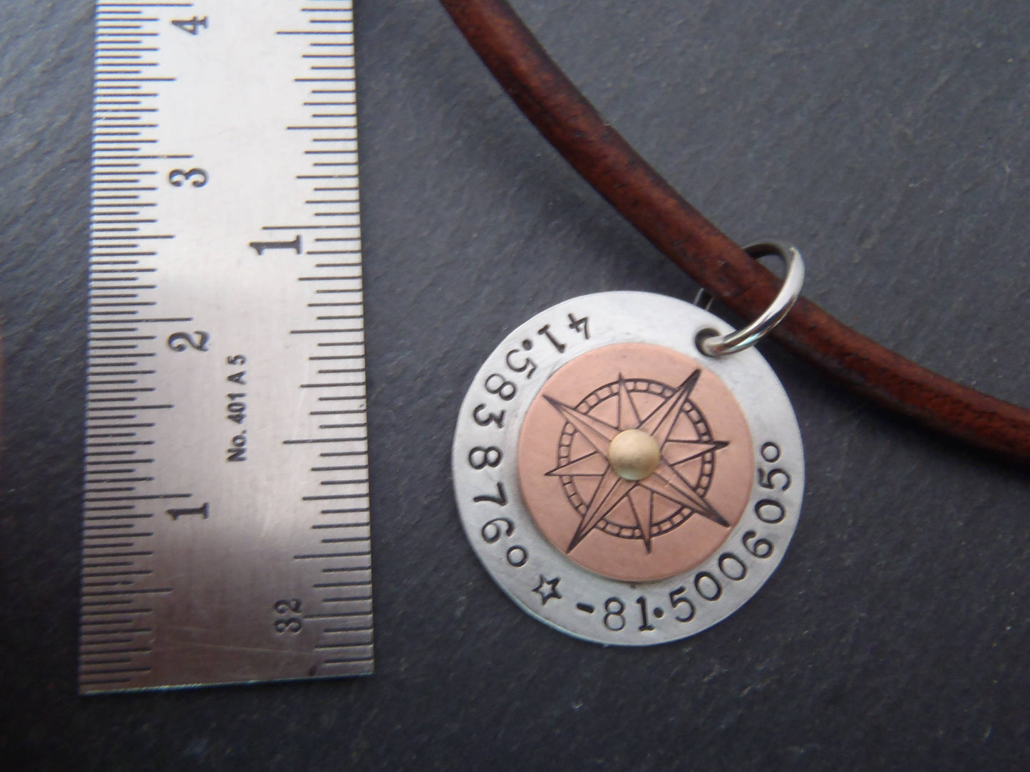 Custom Coordinates Leather Necklace for Men or Women Personalized with Latitude and Longitude on Sterling Silver Pendant - Drake Designs Jewelry