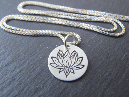 lotus flower necklace sterling silver. yoga jewelry. inspirational water lily gift - Drake Designs JewelryJewelry