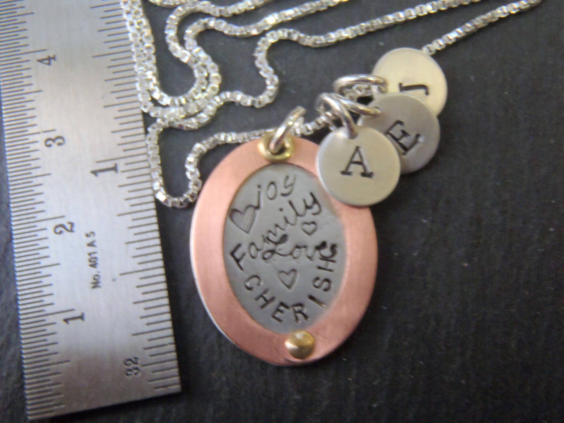 Valentines gift for wife / family initial necklace / personalized copper or rose gold fill and sterling silver - Drake Designs Jewelry