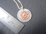 mixed metal custom coordinates compass necklace for women - sterling silver latitude longitude necklace - Drake Designs Jewelry