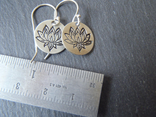 lotus flower  earrings Sterling silver inspirational jewelry water lily - Drake Designs Jewelry