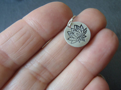 lotus flower  earrings Sterling silver inspirational jewelry water lily - Drake Designs Jewelry
