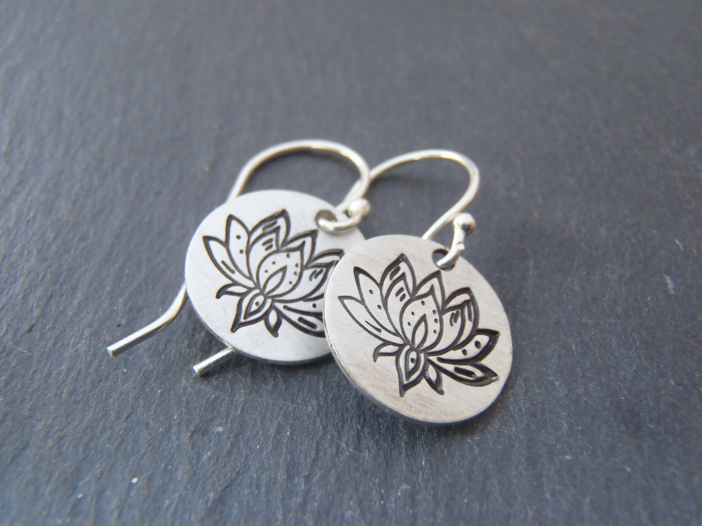 lotus flower  earrings Sterling silver inspirational jewelry water lily - Drake Designs Jewelry flower - Drake Designs Jewelry