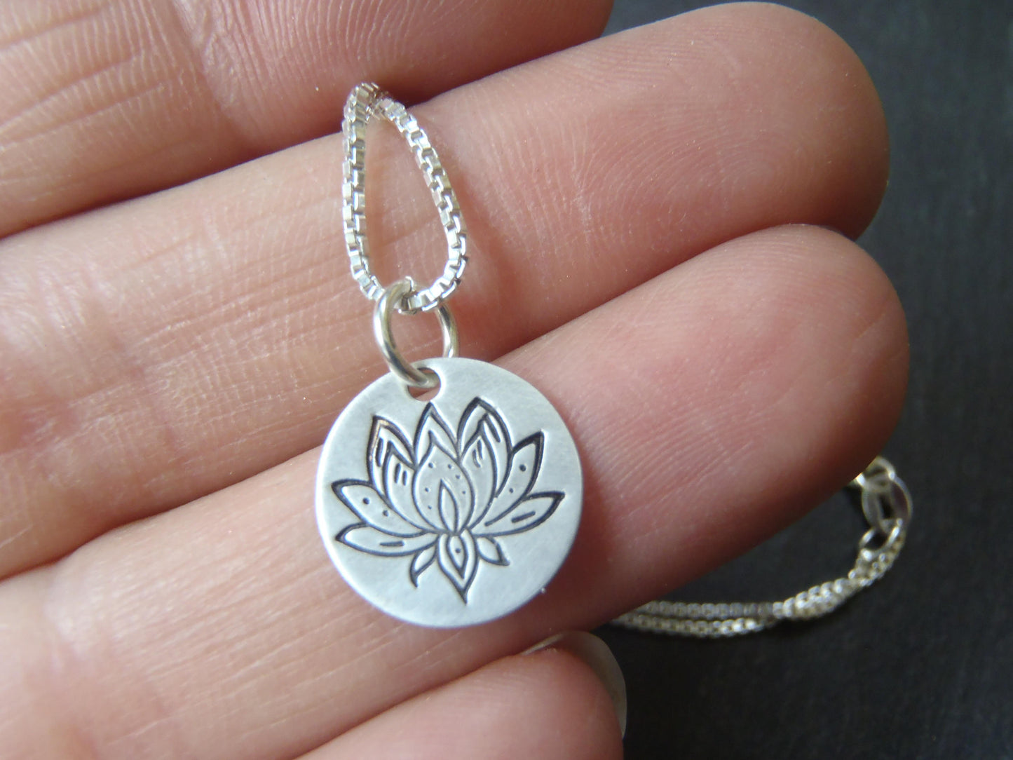 lotus flower necklace sterling silver. yoga jewelry. inspirational water lily gift - Drake Designs JewelryJewelry