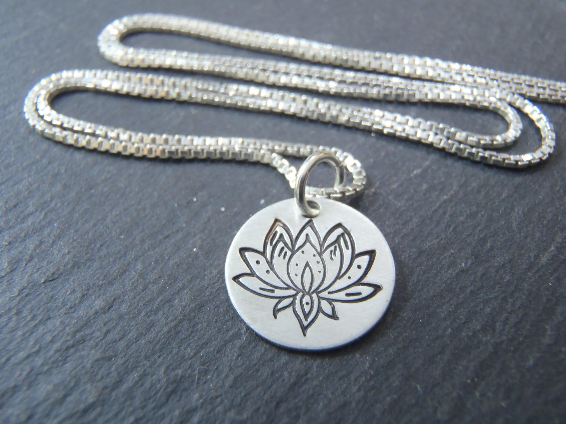 lotus flower necklace sterling silver. yoga jewelry. inspirational water lily gift - Drake Designs JewelryJewelry