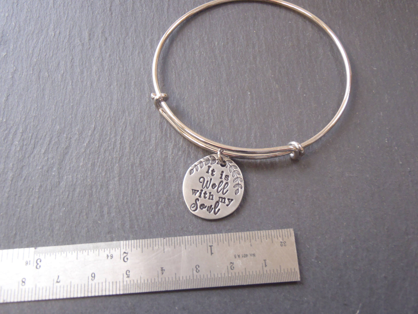 It is well with my soul jewelry adjustable bangle bracelet Inspirational gift for her - Drake Designs JewelryDesigns Jewelry