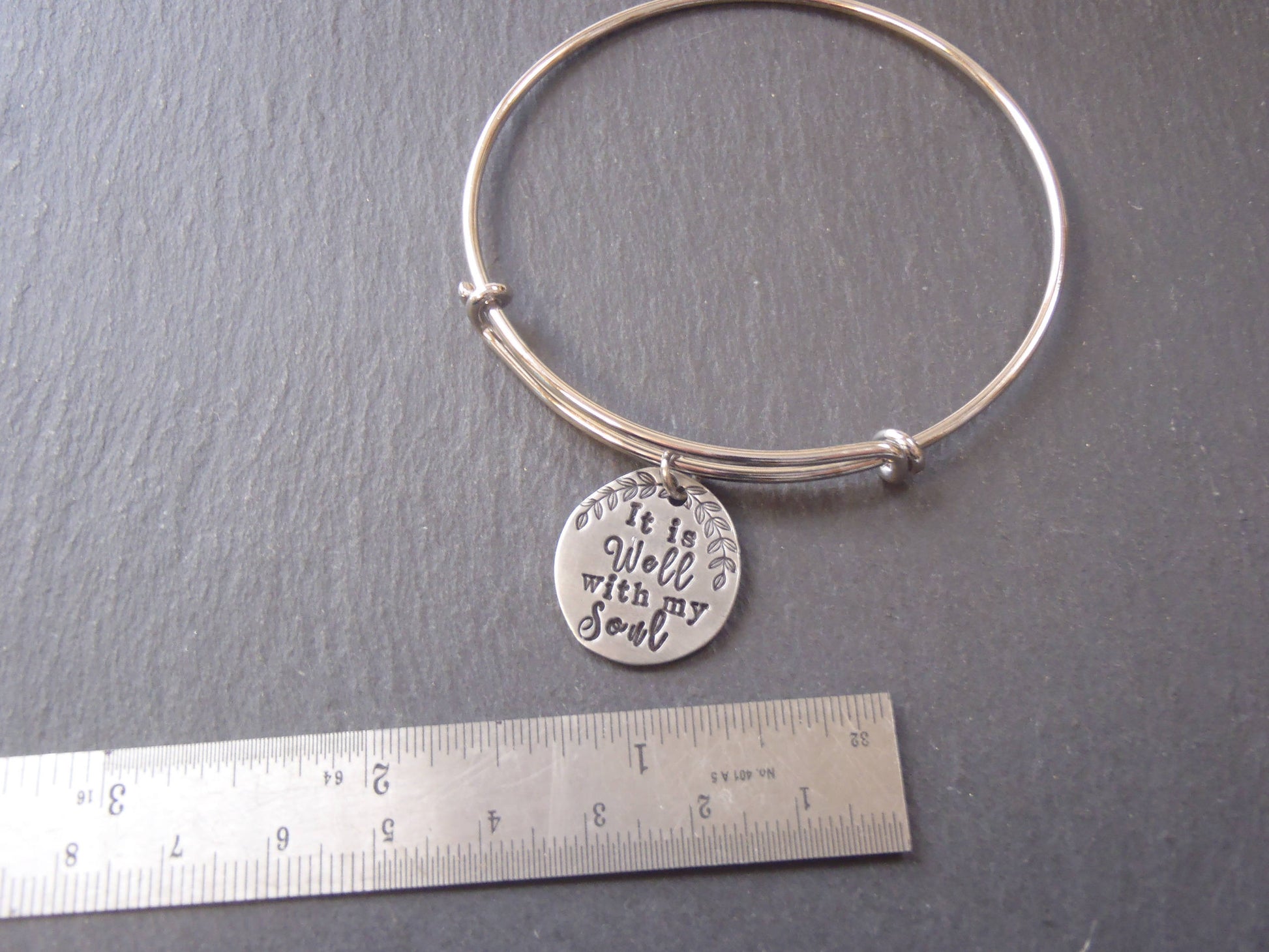 It is well with my soul jewelry adjustable bangle bracelet Inspirational gift for her - Drake Designs JewelryDesigns Jewelry