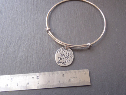 It is well with my soul jewelry adjustable bangle bracelet Inspirational gift for her - Drake Designs JewelryDesigns Jewelry