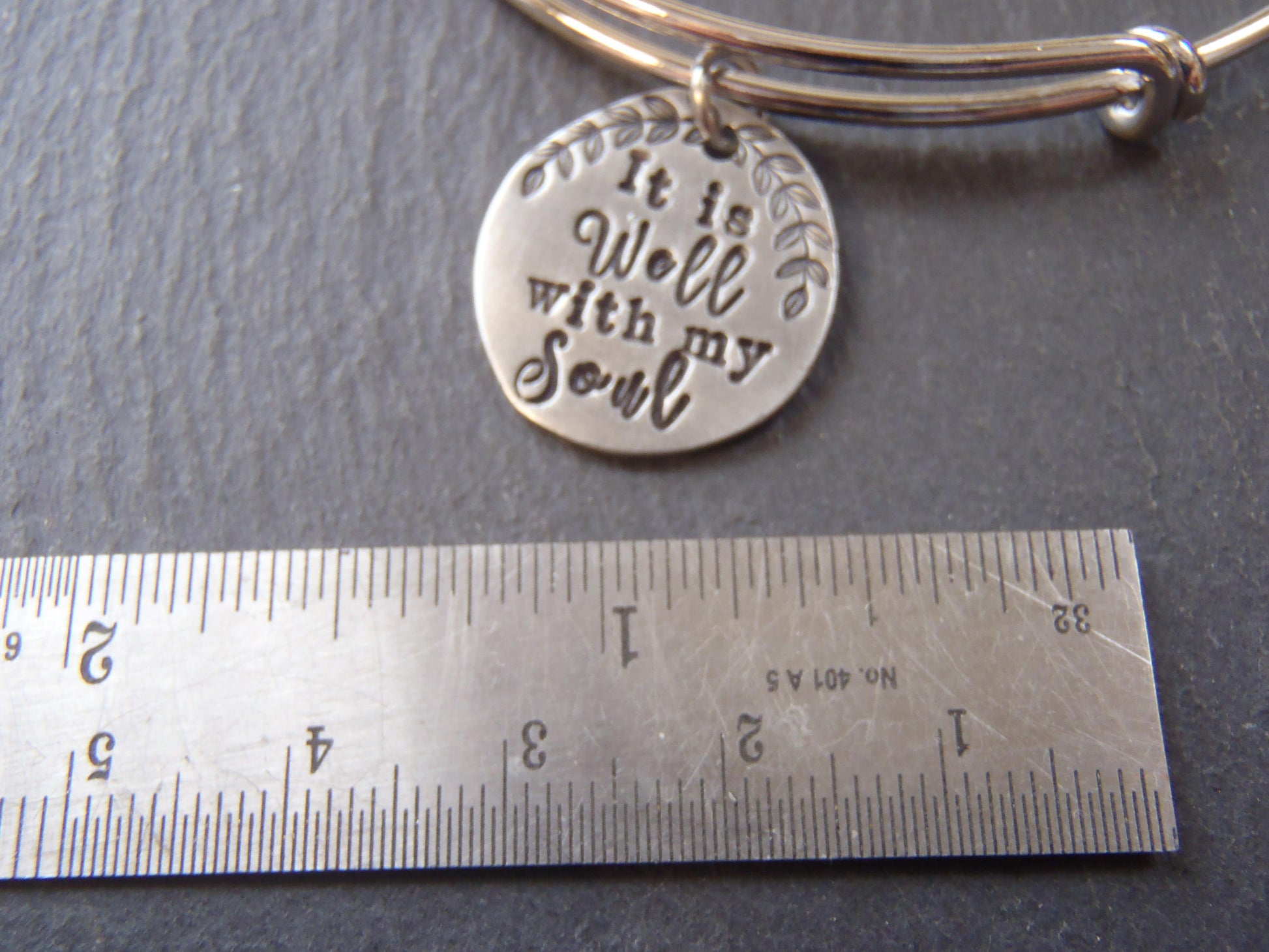 It is well with my soul jewelry adjustable bangle bracelet Inspirational gift for her - Drake Designs Jewelry
