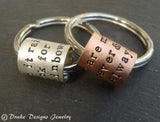 personalized valentines day gift custom keychain with personal message - Drake Designs Jewelry