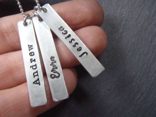 Thick pewter Personalized bar necklace with name in choice of font - Drake Designs Jewelry