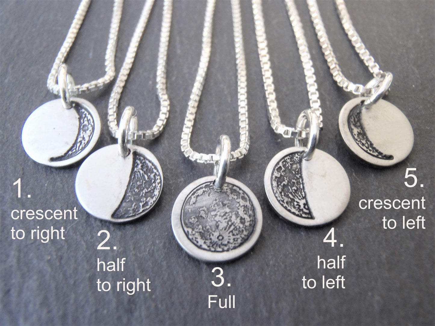 tiny sterling silver moon necklace with choice of ONE moon phase charm - Drake Designs Jewelry