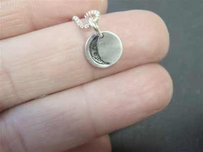tiny sterling silver moon necklace with choice of ONE moon phase charm - Drake Designs Jewelry